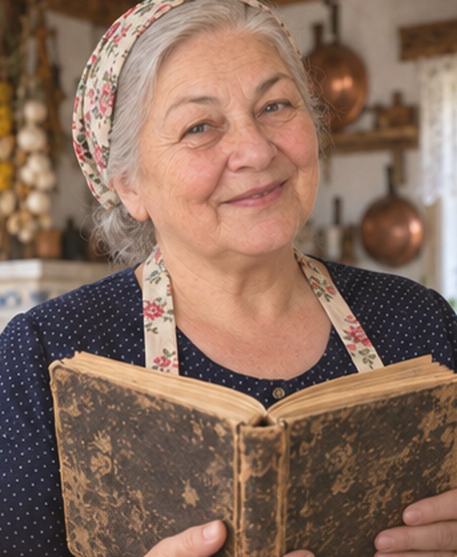 Babcia Marysia z księgą receptur